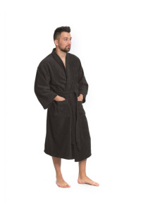 Pánský froté župan kimono v tmavě hnědé barvě