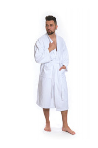 Pánský kimono župan v bílé barvě