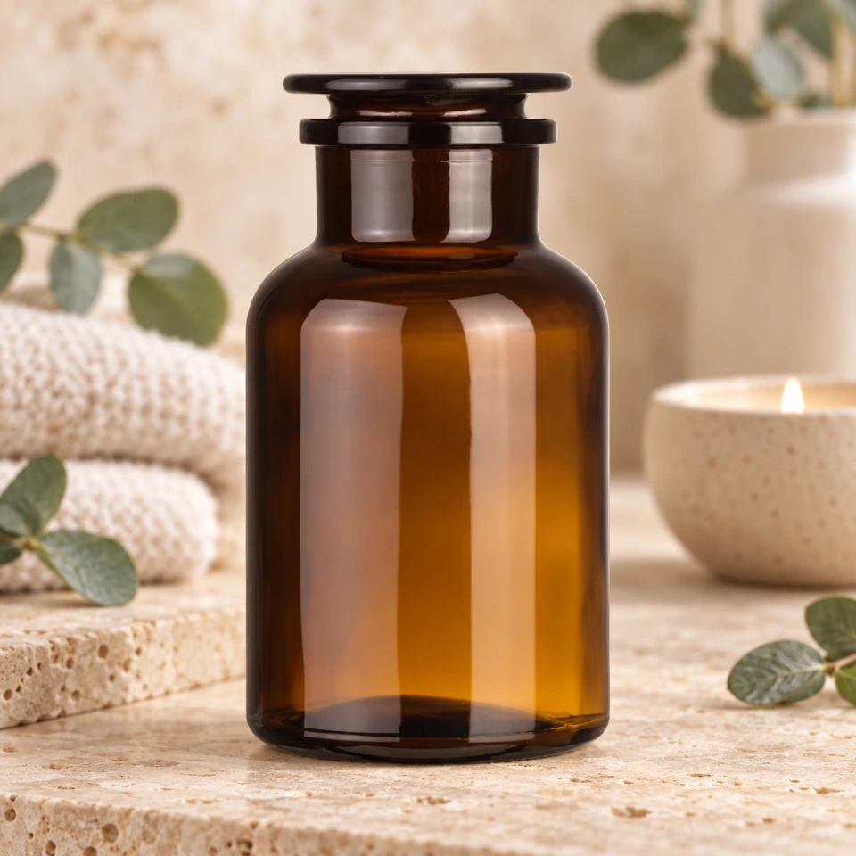 Skleněná dóza se zátkou, hnědá, 1000 ml