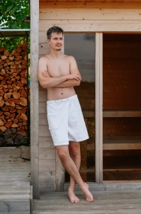 Pánský bavlněný saunový kilt, Bílá