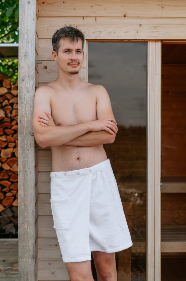 Pánský froté saunový kilt, Bílá