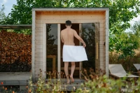 Pánská bavlněná wellness sada – župan kimono, kilt a osuška, Bílá