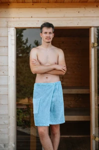 Pánský bavlněný saunový kilt, Světlá modř