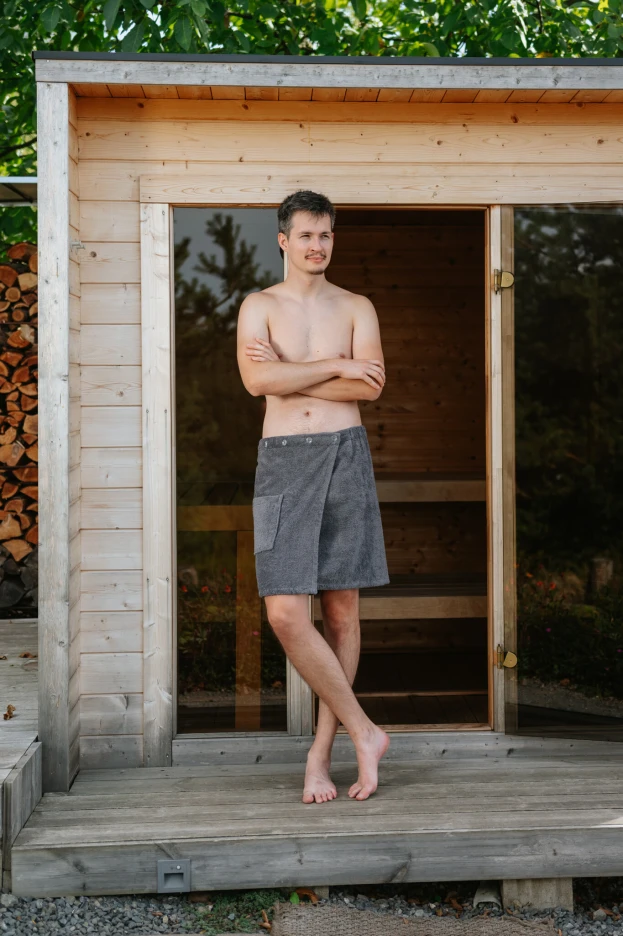 Pánský froté saunový kilt, Tmavě šedá