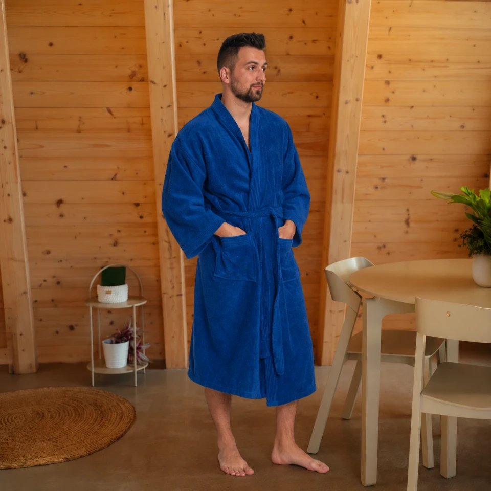 Pánský froté župan Kimono, Námořnická modř