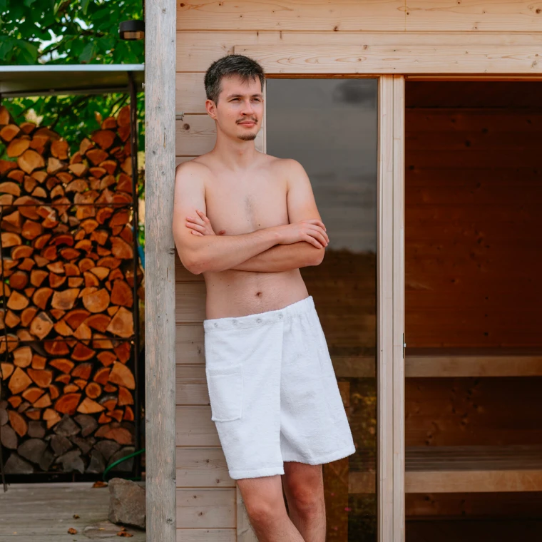 Pánský froté saunový kilt, Bílá