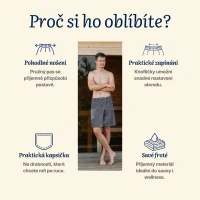 Pánský bavlněný saunový kilt, Tmavě šedá