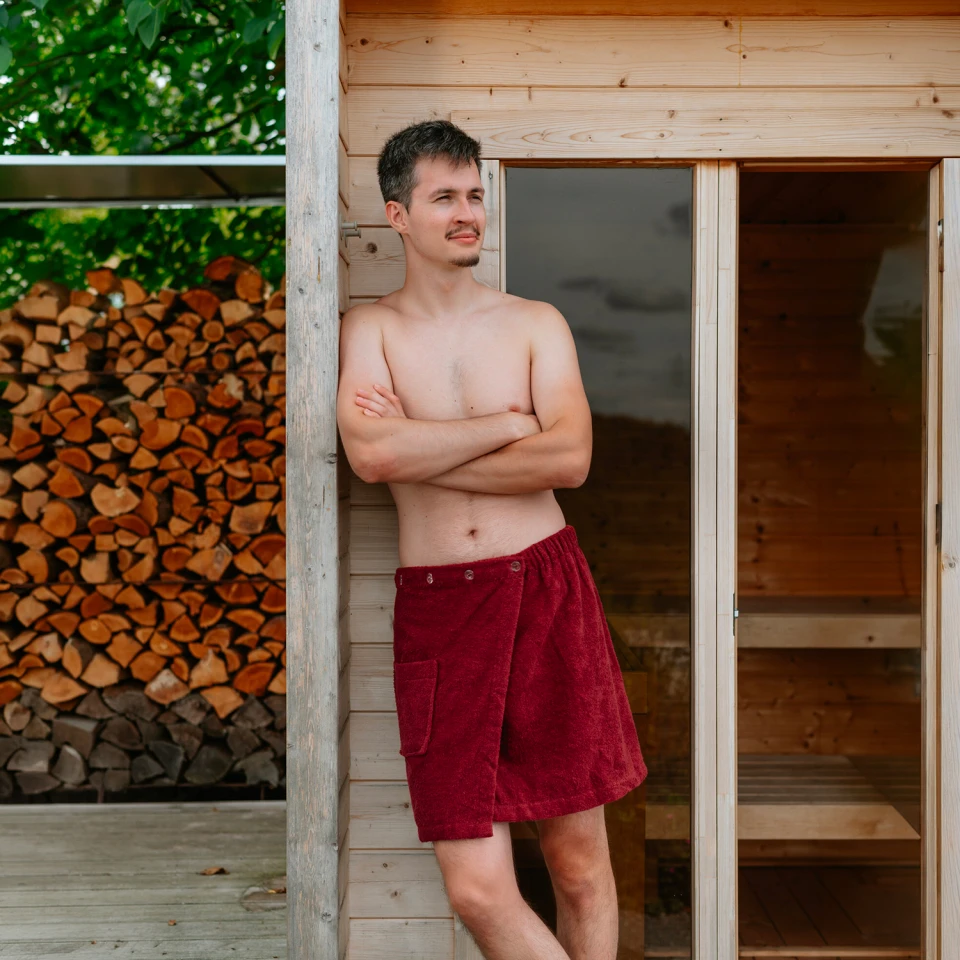 Pánský bavlněný saunový kilt, Vínová