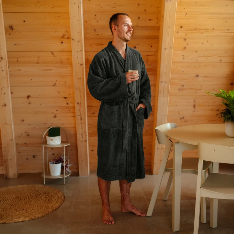 Pánský bambusový župan Kimono, Antracit