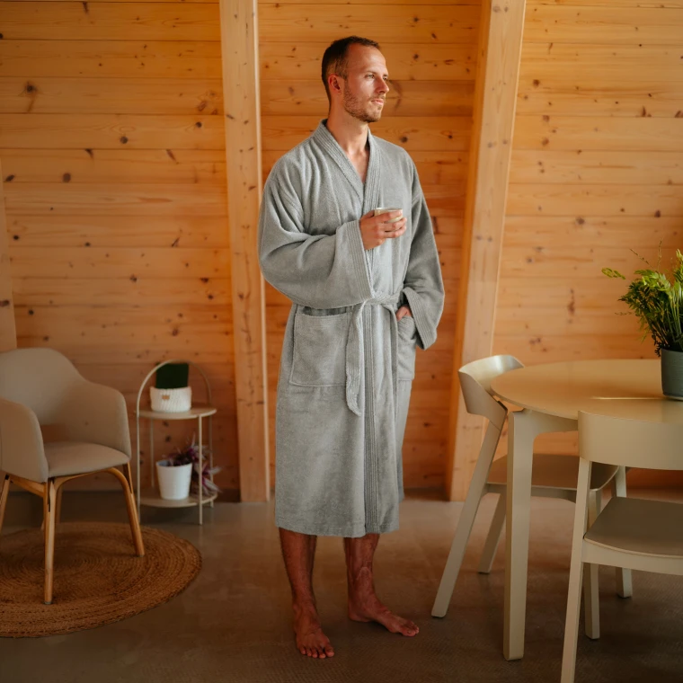 Pánský bambusový župan Kimono, Kamenná šedá