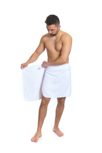 Sada White: župan KIMONO + pánský saunový kilt + osuška