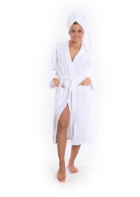 Sada White: župan KIMONO + dámský saunový kilt + osuška