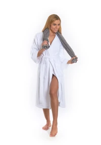 Sada White: župan KIMONO + dámský saunový kilt + osuška
