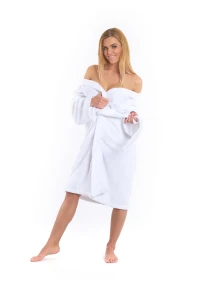 Dámský froté župan střihu kimono bílý - přední pohled