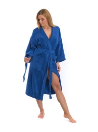 Dámský froté župan střihu kimono tmavě modrý - přední pohled