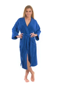 Dámský froté župan střihu kimono tmavě modrý