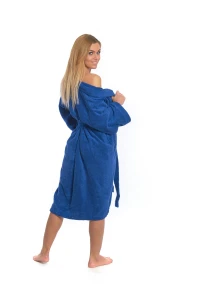 Dámský froté župan střihu kimono tmavě modrý - zadní pohled