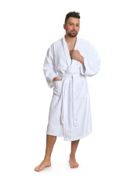 Sada White: župan KIMONO + pánský saunový kilt + osuška