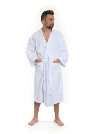 Pánský froté župan střihu kimono bílý přední pohled
