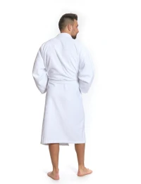 Pánský froté župan střihu kimono bílý - zadní pohled