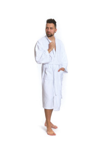 Pánský froté župan střihu kimono bílý celá postava