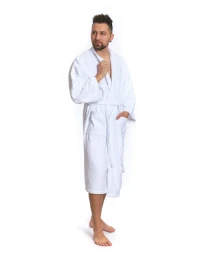 Pánský froté župan střihu kimono bílý celá postava