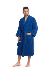 Sada Navy Blue: župan KIMONO + pánský saunový kilt + osuška