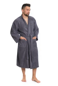 Sada Dark Grey: župan KIMONO + pánský saunový kilt + osuška