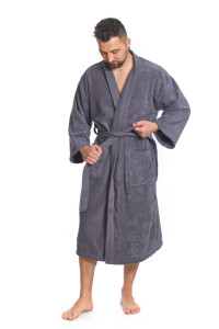 Sada Dark Grey: župan KIMONO + pánský saunový kilt + osuška