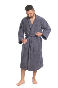 Sada Dark Grey: župan KIMONO + pánský saunový kilt + osuška