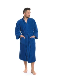 Sada Navy Blue: župan KIMONO + pánský saunový kilt + osuška