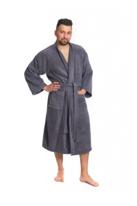 Sada Dark Grey: župan KIMONO + pánský saunový kilt + osuška