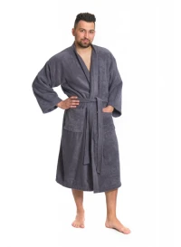 Sada Dark Grey: župan KIMONO + pánský saunový kilt + osuška