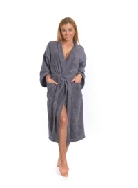 Sada Dark Grey: župan KIMONO + dámský saunový kilt + osuška