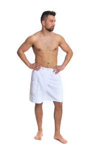 Sada White: župan KIMONO + pánský saunový kilt + osuška