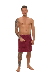 Pánský bavlněný saunový kilt, Vínová
