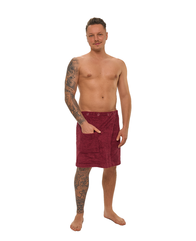 Pánský bavlněný saunový kilt, Vínová