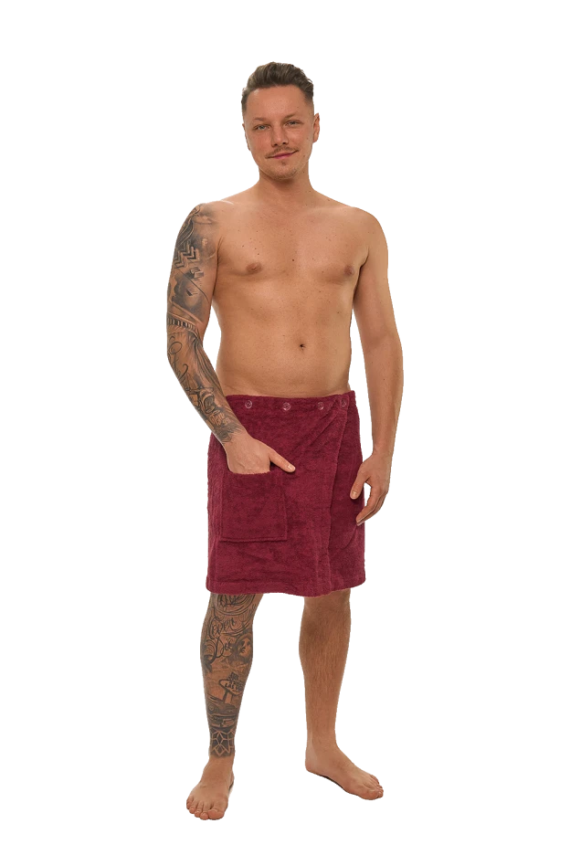 Pánský bavlněný saunový kilt, Vínová