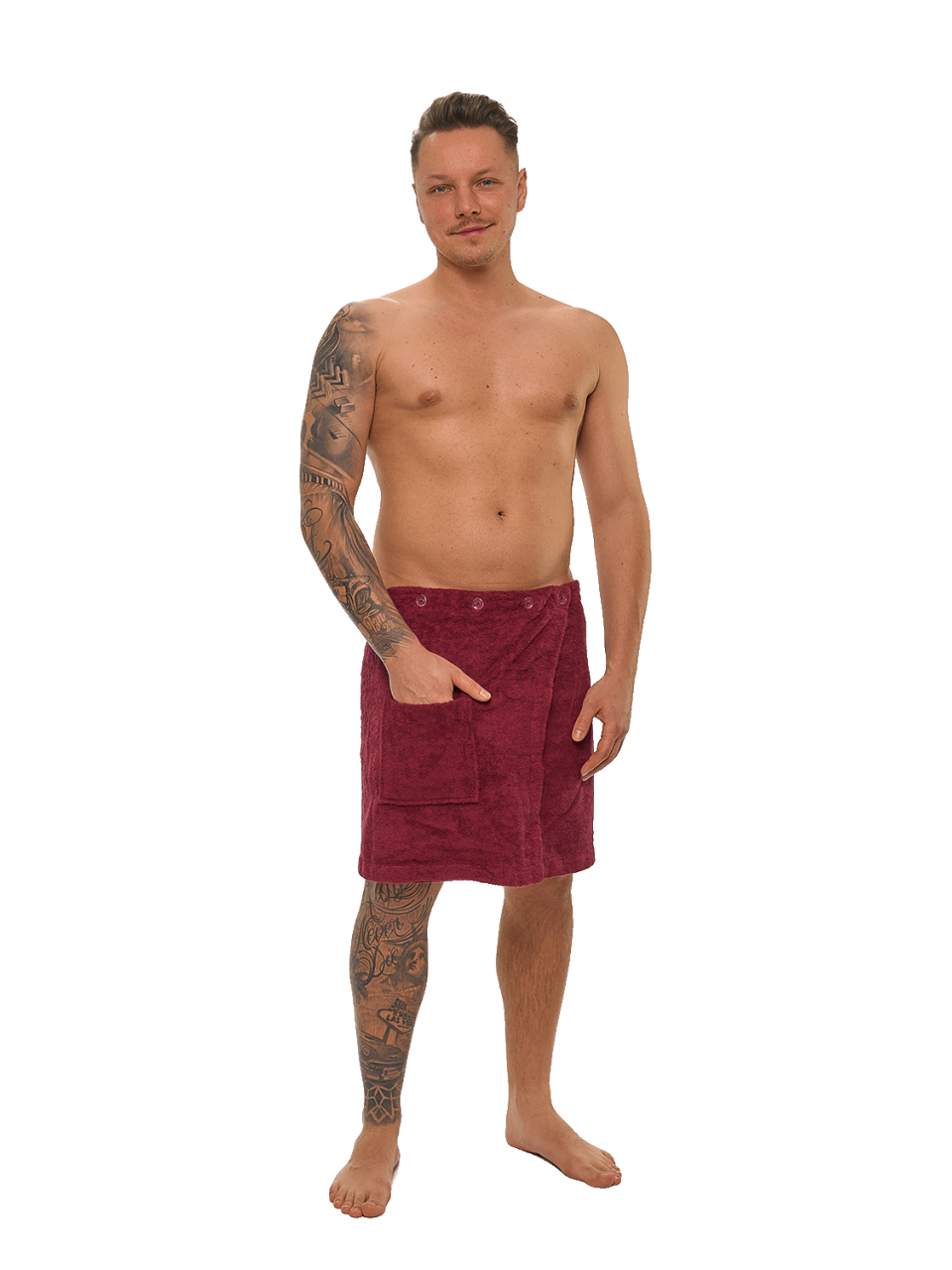 Pánský bavlněný saunový kilt, Vínová