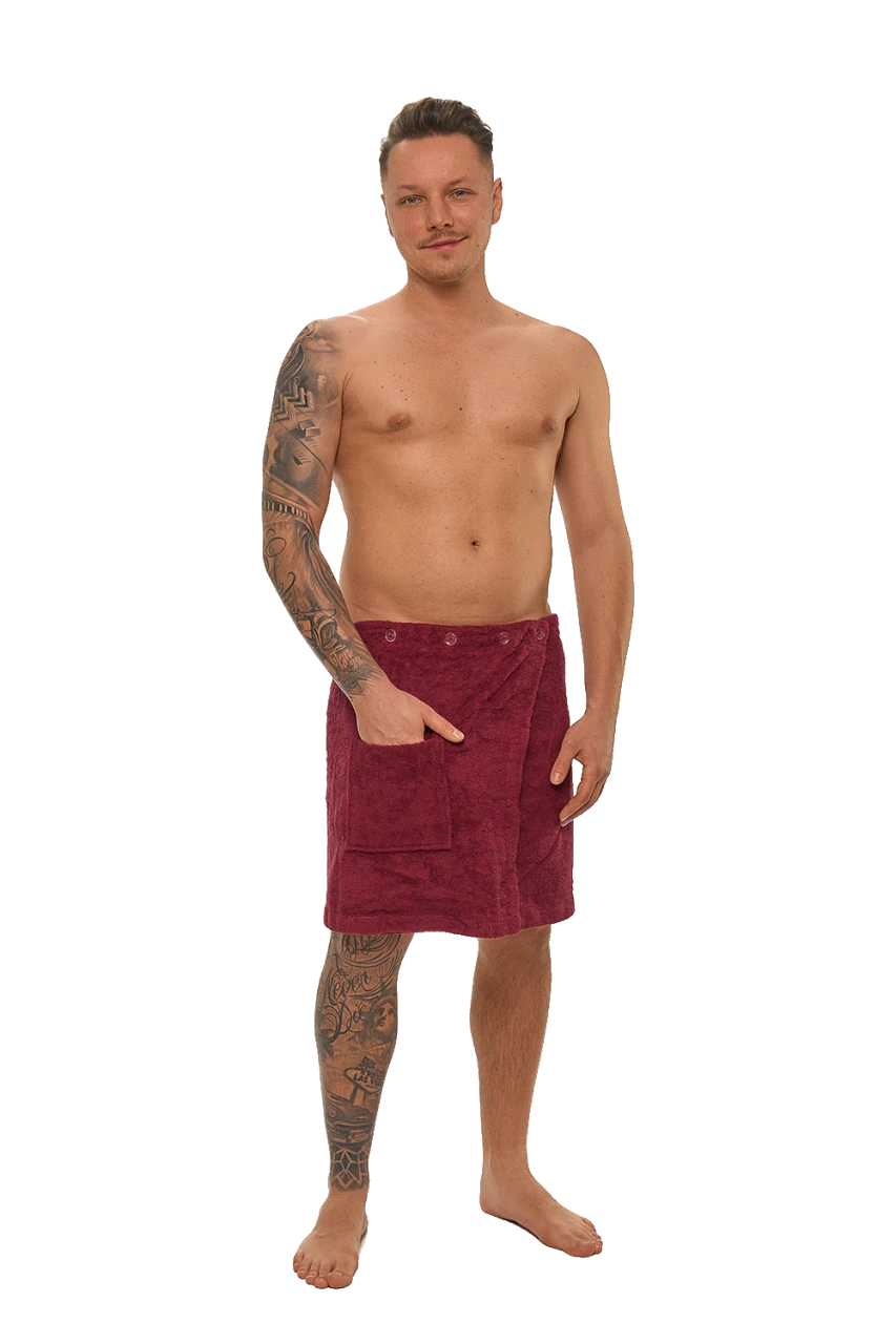 Pánský bavlněný saunový kilt, Vínová