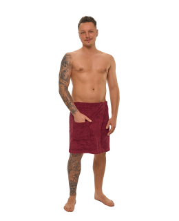 Pánský bavlněný saunový kilt na suchý zip, Vínová