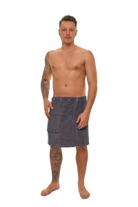 Sada Dark Grey: župan KIMONO + pánský saunový kilt + osuška