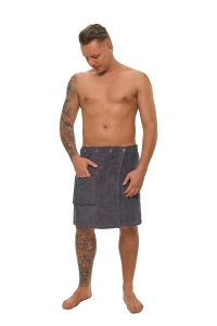 Sada Dark Grey: župan s kapucí + pánský saunový kilt + osuška