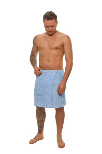 Sada Light Blue: župan s kapucí + pánský saunový kilt + osuška