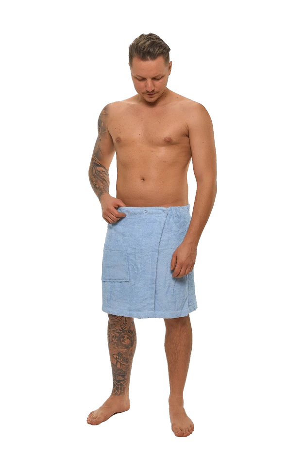 Pánský bavlněný saunový kilt, Světlá modř