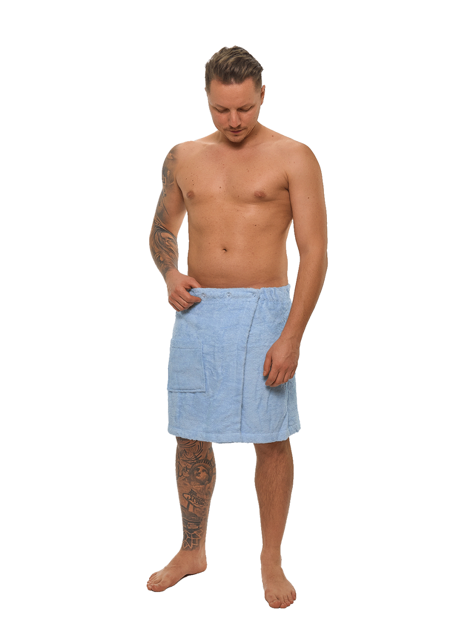 Pánský bavlněný saunový kilt, Světlá modř