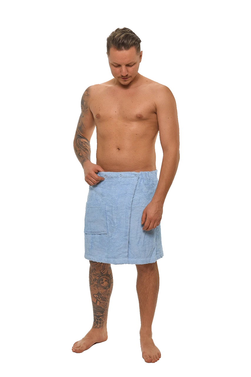 Pánský bavlněný saunový kilt, Světlá modř