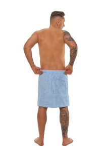 Sada Light Blue: župan KIMONO + pánský saunový kilt + osuška