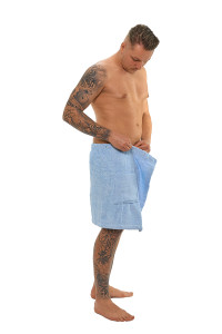Sada Light Blue: župan KIMONO + pánský saunový kilt + osuška
