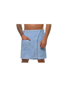 Sada Light Blue: župan s kapucí + pánský saunový kilt + osuška